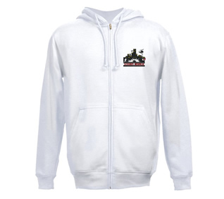 Stunt World White ZipFront Sweatshirt